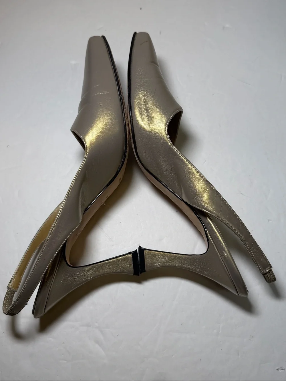 Anne Klein Metallic Gold-Taupe Pointed Slingback Heels size‎ 6